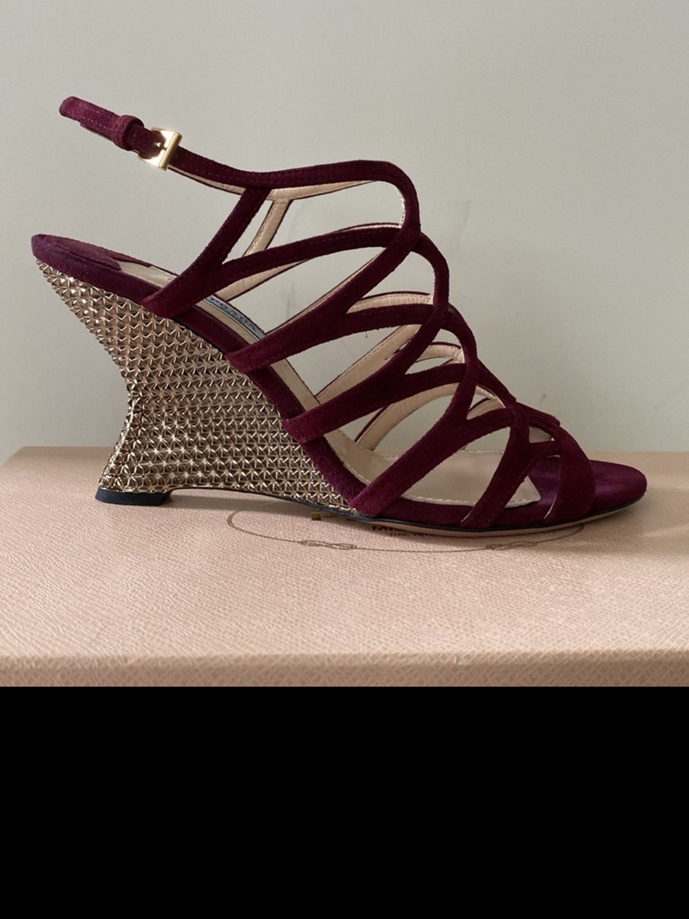 Prada Suede Wedge Sandals
